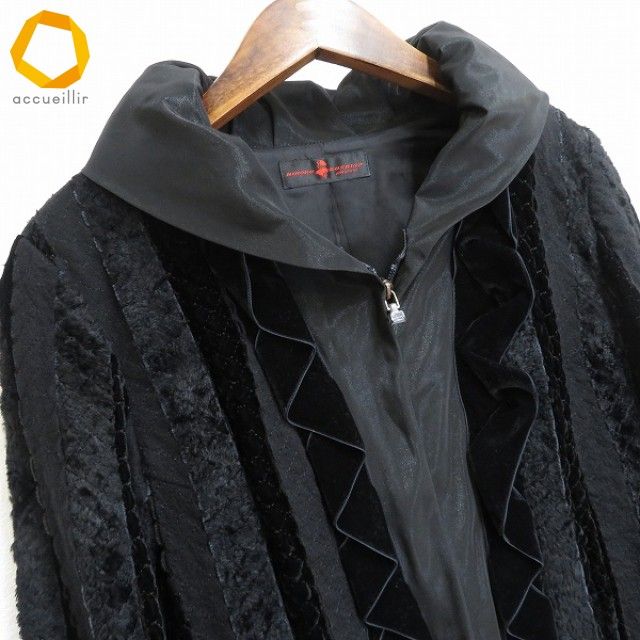 a ヒロココシノ HIROKO KOSHINO ブルゾン 9号 黒 ストライプ ウール混