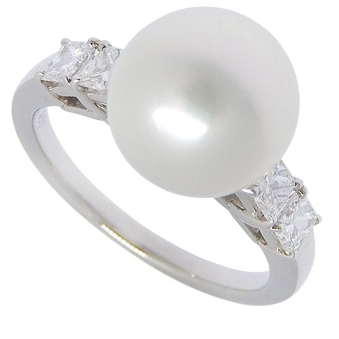 MIKIMOTO ミキモト パール モチーフ ダイヤ リング Pt950 プラチナ 