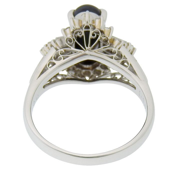 MITSUKOSHI 三越 デザイン ブラックオパール ダイヤ リング Pt900