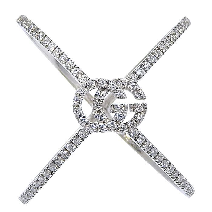 GUCCI グッチ GGランニング ダイヤ リング K18WG 750 ホワイトゴールド