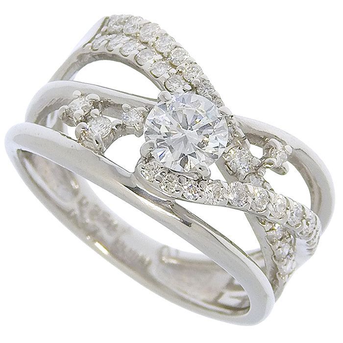 デザイン ダイヤ リング Pt900 プラチナ ダイヤモンド 0.358ct 0.37ct