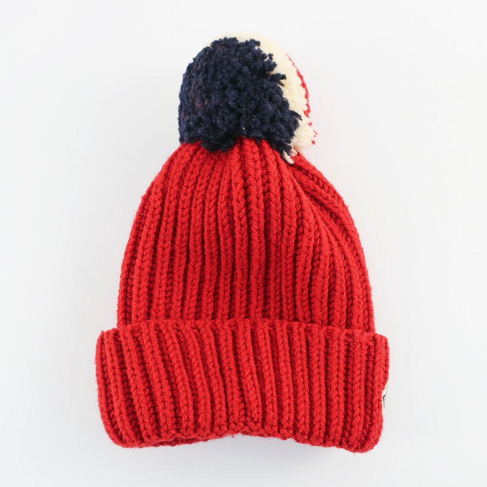 天白】モンクレール ニット帽子 レッド系 ニット帽 ニットキャップ 赤