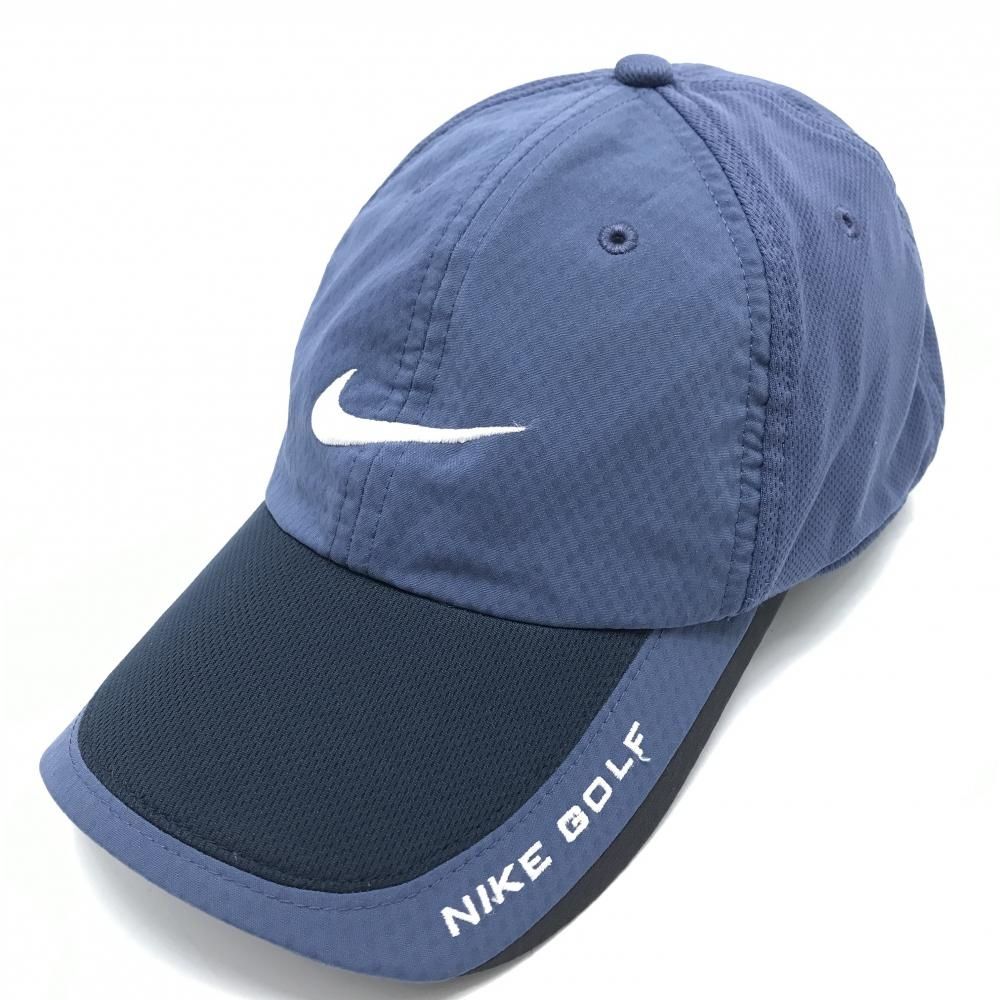 美品】ナイキゴルフ キャップ スモーキーネイビー×白 ロゴ刺しゅう ONE