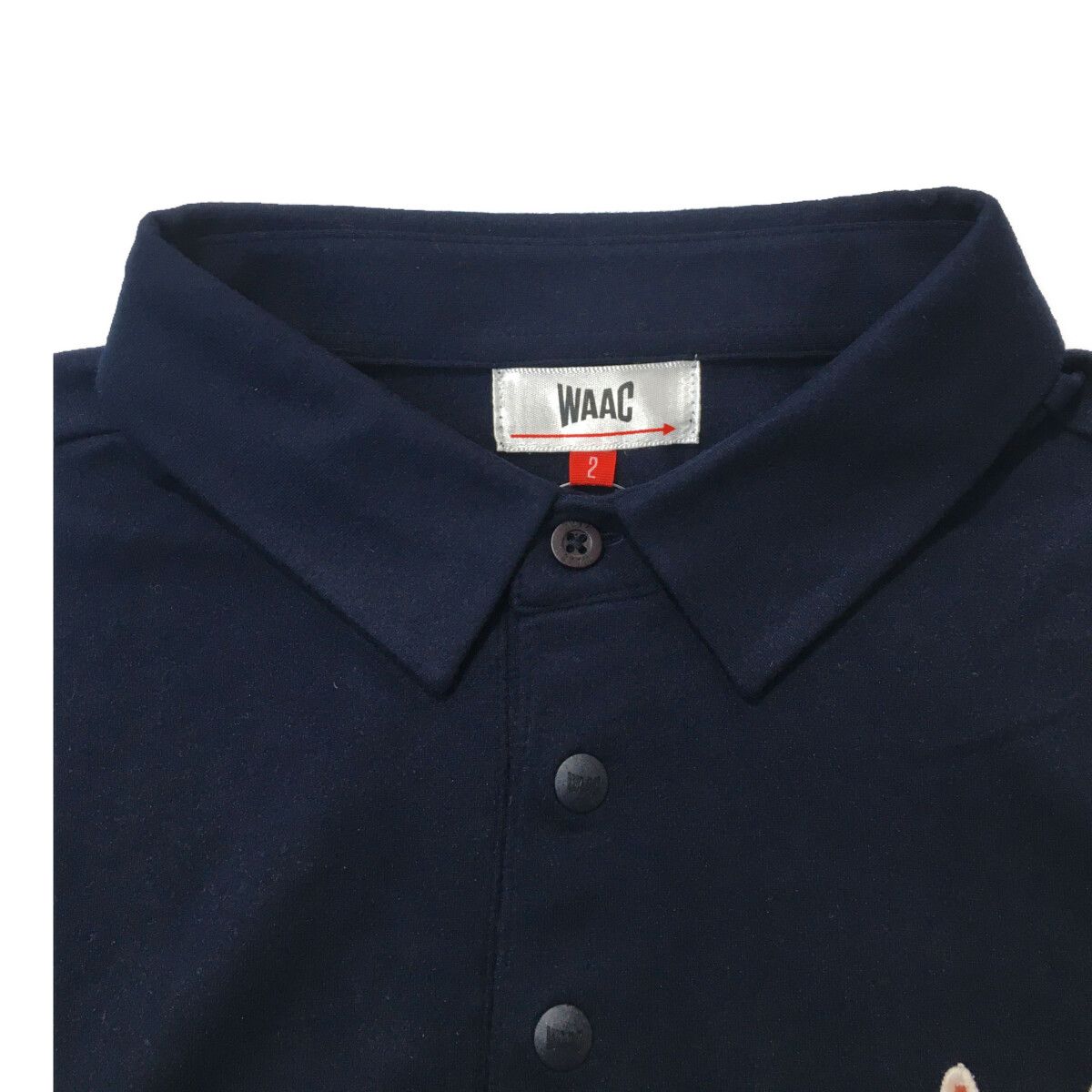 中古 メンズ ワック WAAC 長袖ポロシャツ 2(M) 濃紺 微起毛 シンプル