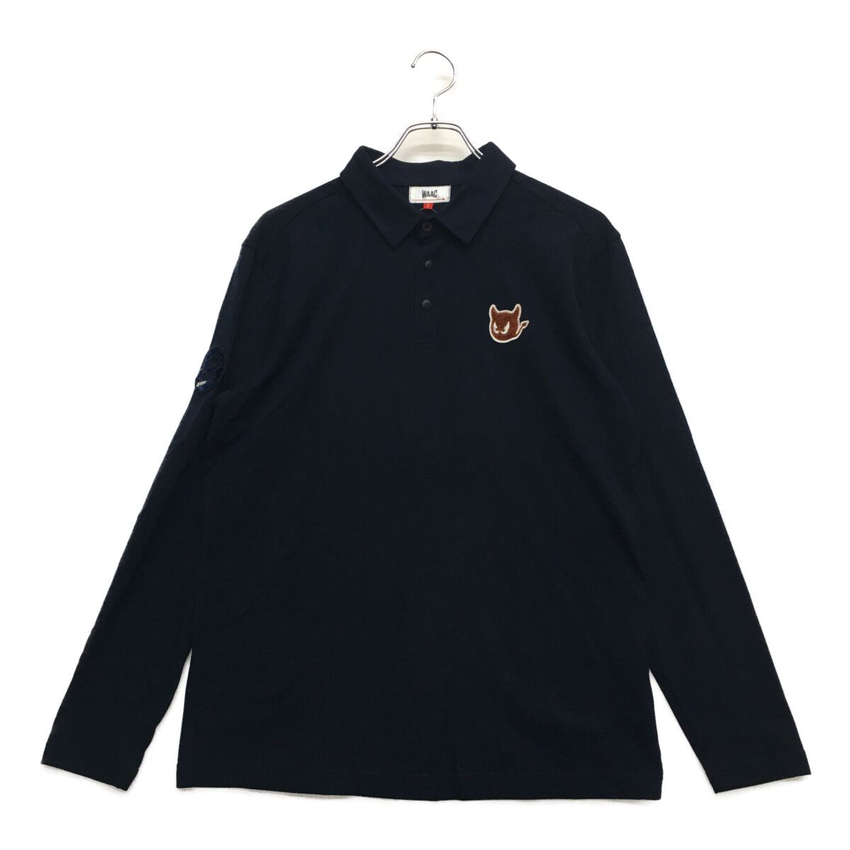 中古 メンズ ワック WAAC 長袖ポロシャツ 2(M) 濃紺 微起毛 シンプル