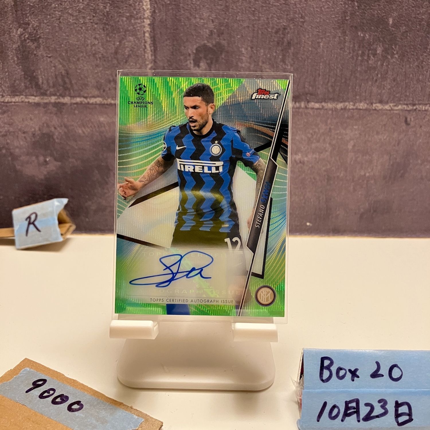 2020 21 Topps Finest UEFA Champions League Stefano Sensi 36 99 直筆サインカード FC Internazionale Milano Green Refractor カード