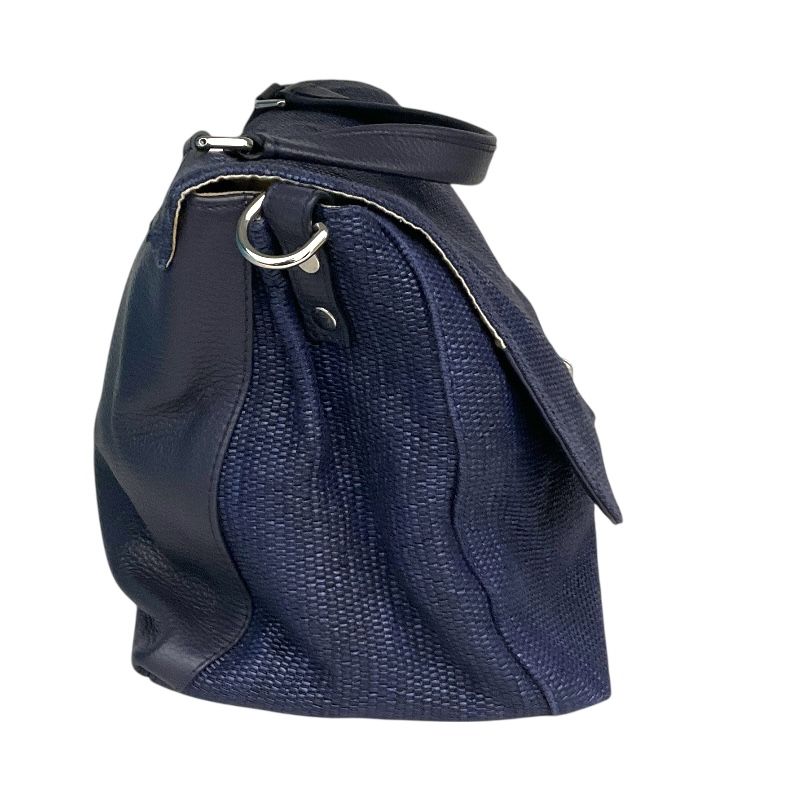 ZANELLATO ﾎﾟｽﾃｨｰﾅ ネイビー ｺｯﾄﾝ・ﾚｻﾞｰ レディース ハンドバッグ  