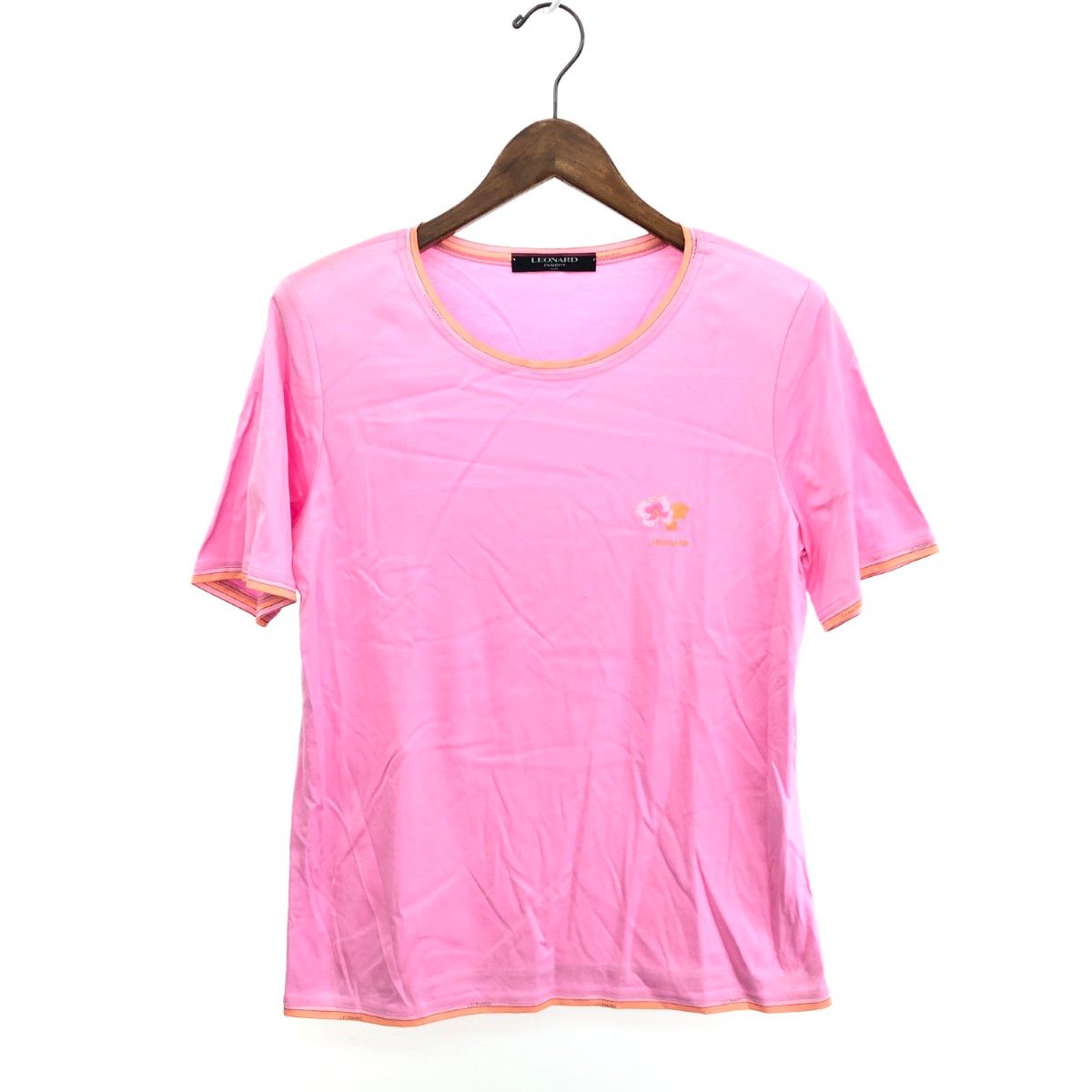 LEONARD レオナール 半袖カットソー サイズ:LL 花柄 刺繍 ピンク