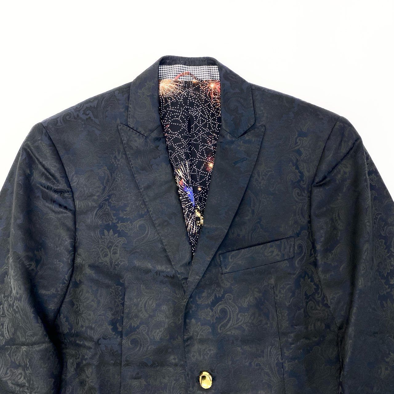 86a15 ETRO エトロ 裏地総柄 金ボタン ジャガード ペイズリー柄