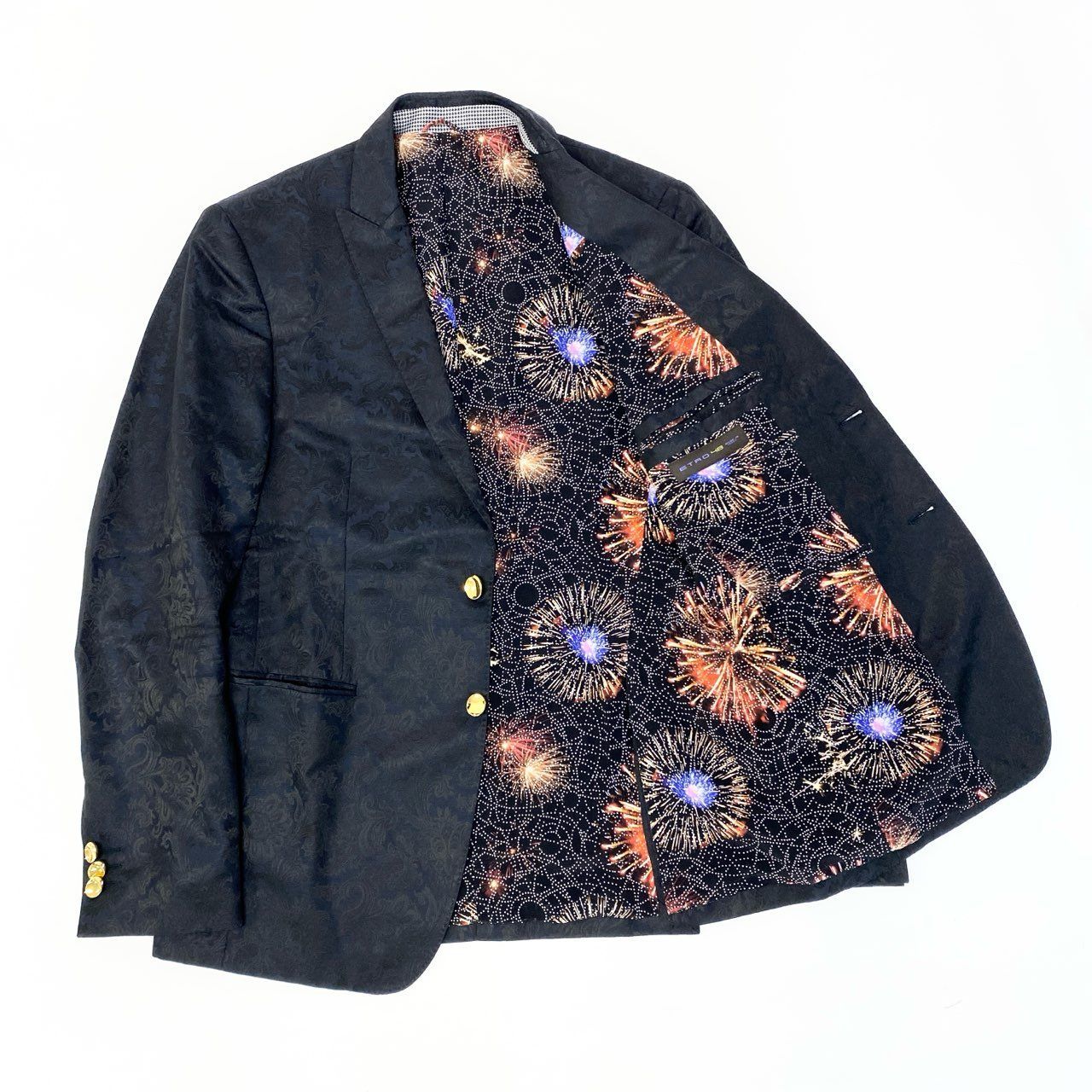 86a15 ETRO エトロ 裏地総柄 金ボタン ジャガード ペイズリー柄