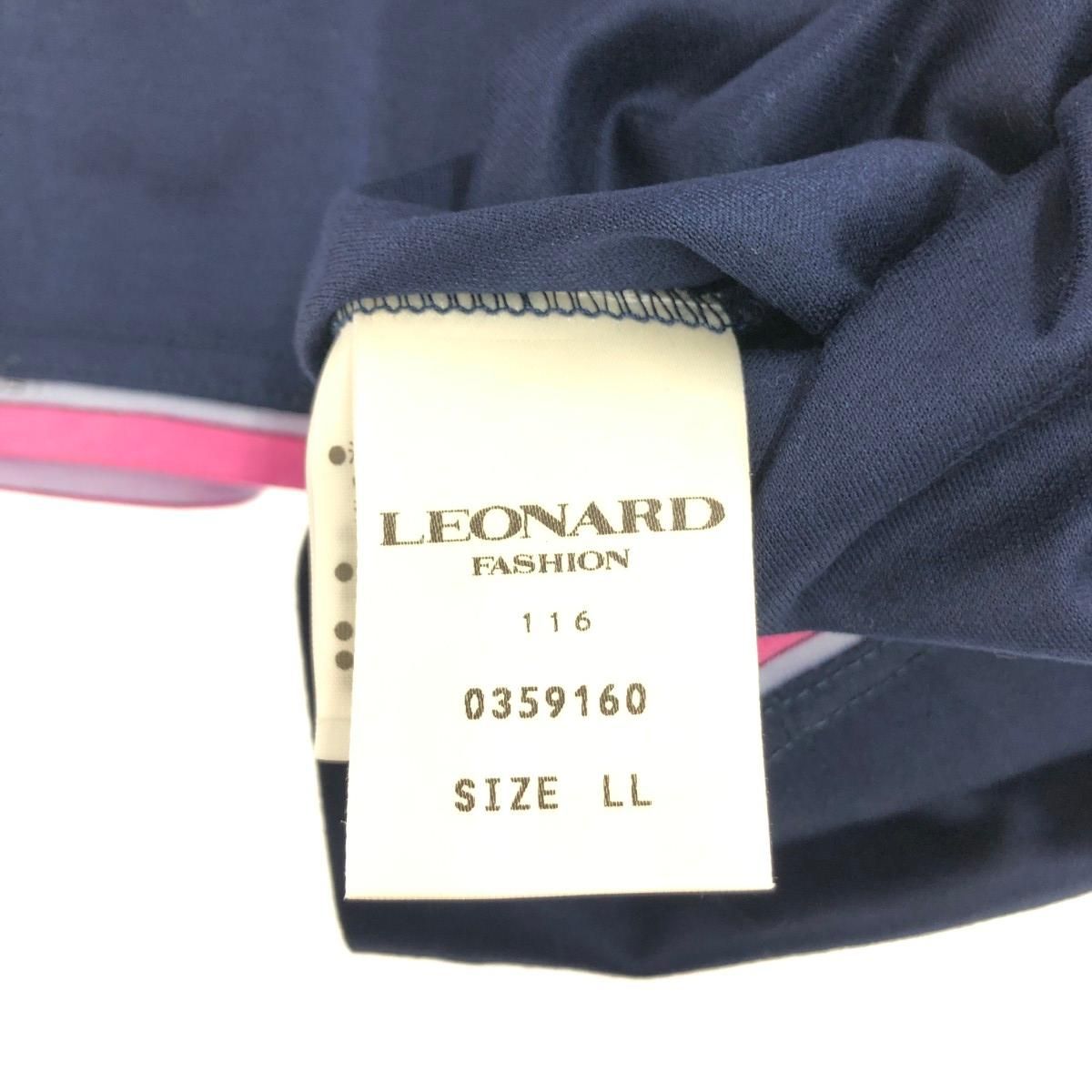 LEONARD レオナール 半袖カットソー サイズ:LL 花柄 刺繍 ネイビー