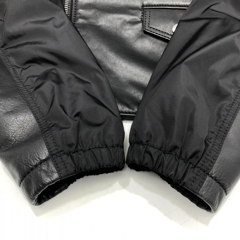 中古】MONCLER MASSART JACKET レザー×ナイロン ライダースジャケット
