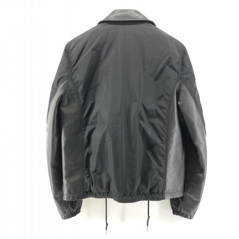 中古】MONCLER MASSART JACKET レザー×ナイロン ライダースジャケット