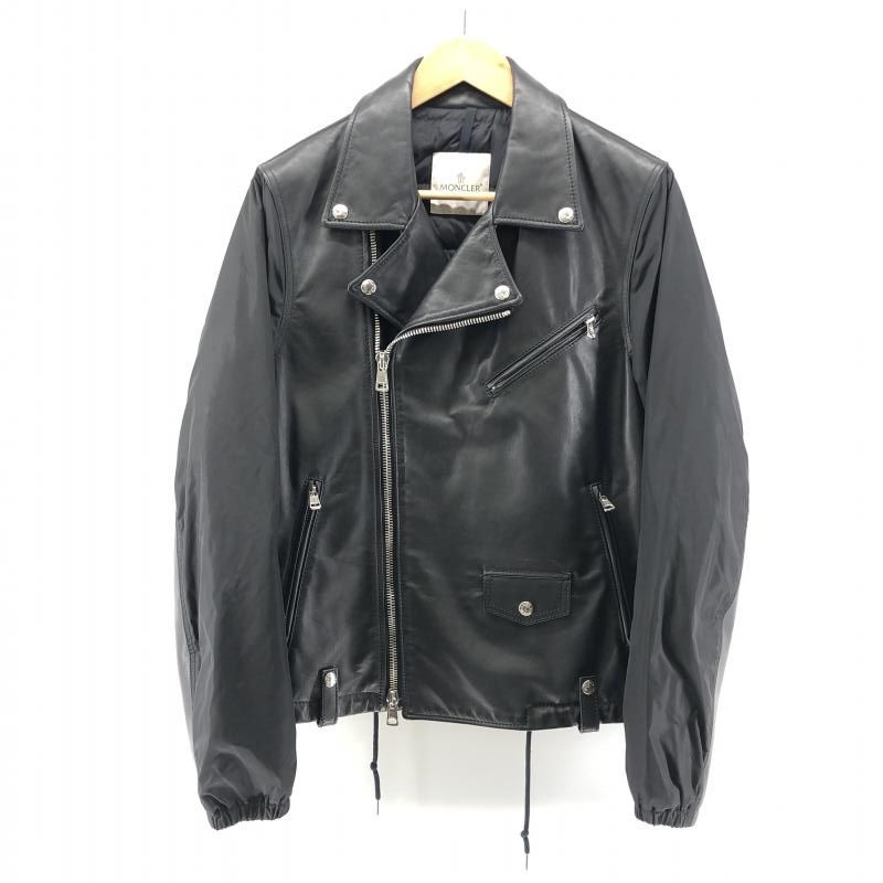 モンクレール　ライダースジャケット　サイズ2  MASSART 中古】MONCLER MASSART JACKET レザー×ナイロン ライダースジャケット