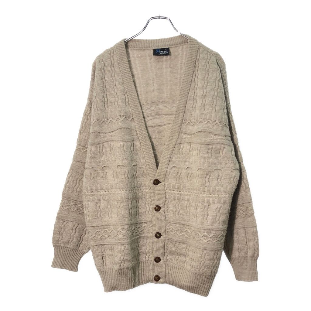 オーストラリア製 Rapp KNITWEAR 3Dニットカーディガン アイボリー(メンズ XL)中古 古着 X1722 オーストラリア製 Rapp KNITWEAR 3Dニットカーディガン アイボリー