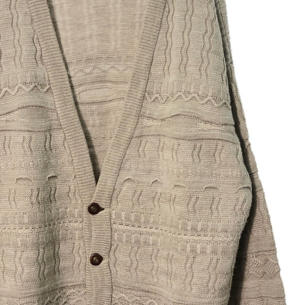 オーストラリア製 Rapp KNITWEAR 3Dニットカーディガン アイボリー(メンズ XL)中古 古着 X1722 オーストラリア製 Rapp KNITWEAR 3Dニットカーディガン アイボリー