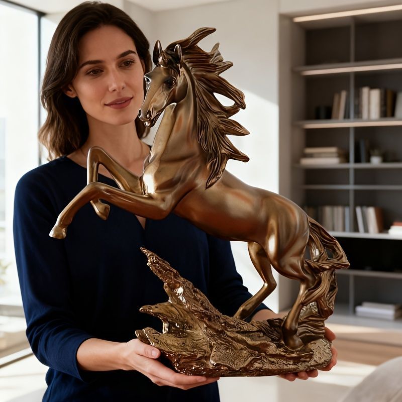  オブジェ 置物 ゴールドの馬 うま ウマ ゴージャス 感 インテリア リビング ダイニング 玄関 寝室 装飾 オーナメント 樹脂 プレゼント ギフト オシャレ 棚装飾 癒しグッズ 卓上ラック 置物 インテリア小物