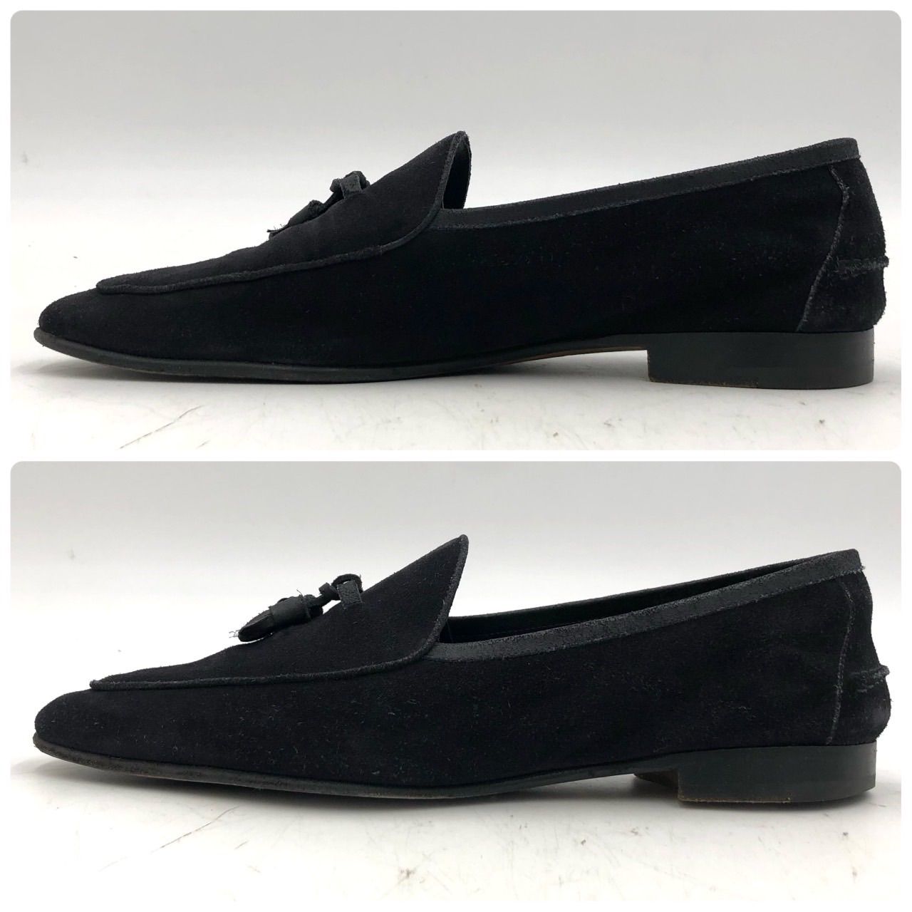 エルメネジルドゼニア スエード タッセルローファー 黒 8EEE 26cm 革靴