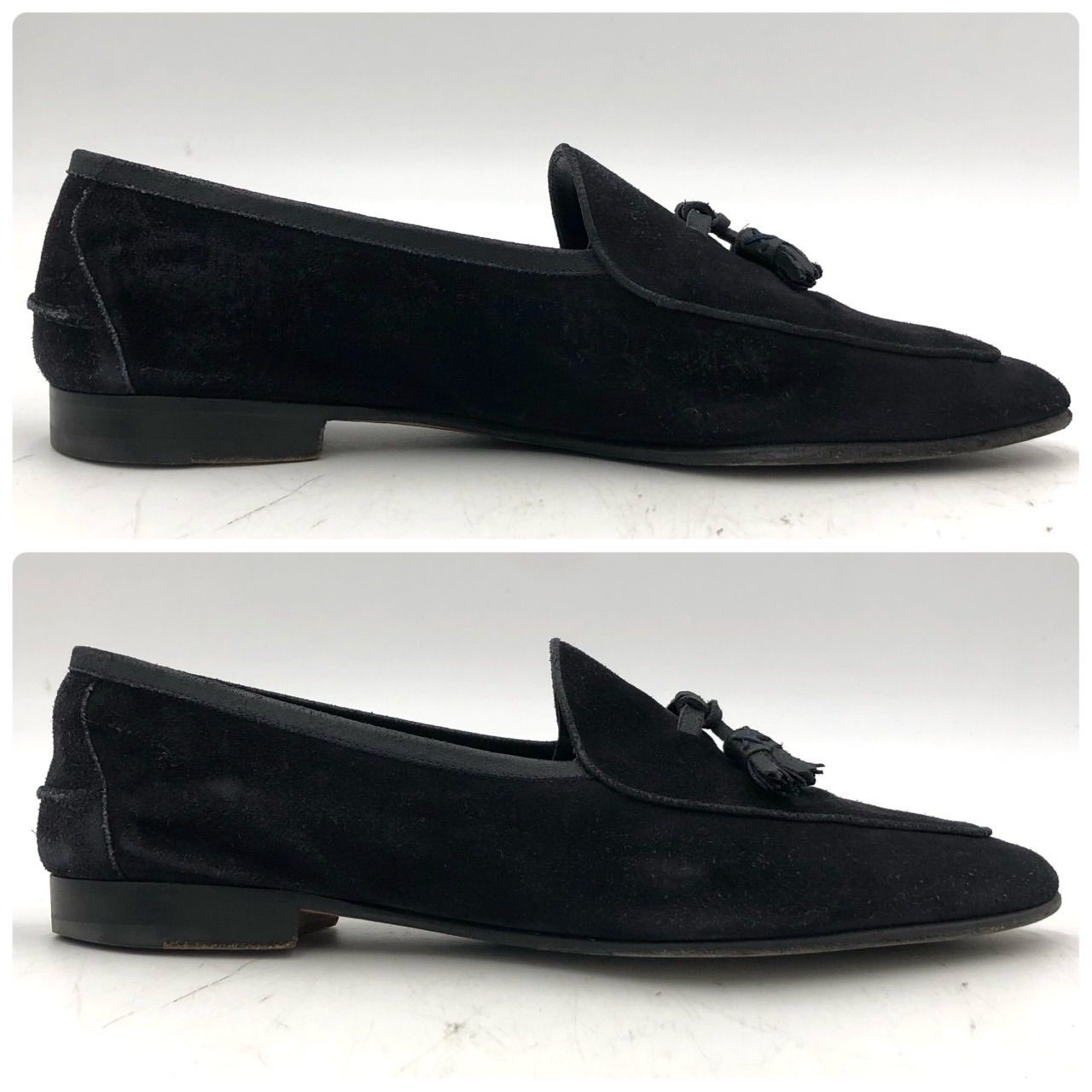 エルメネジルドゼニア　Ermenegildo Zegna　タッセルローファー エルメネジルドゼニア スエード タッセルローファー 黒 8EEE 26cm 革靴