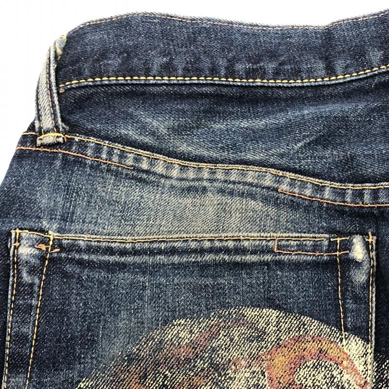 即決[W32]エヴィス 2001 ファイヤーパターン大黒 濃紺 刺繍 セルビッチ 