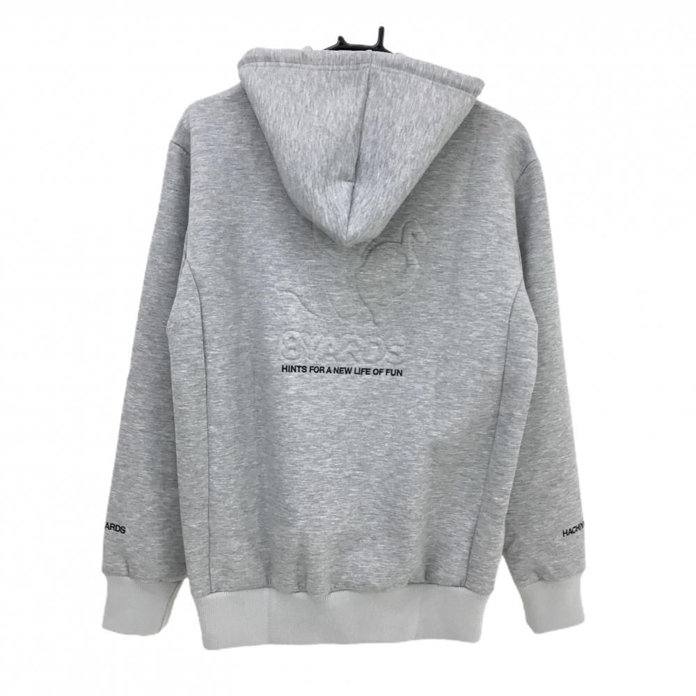 新品】ハチヤーズ パーカー グレー 背面立体ロゴ トレーナー メンズ M
