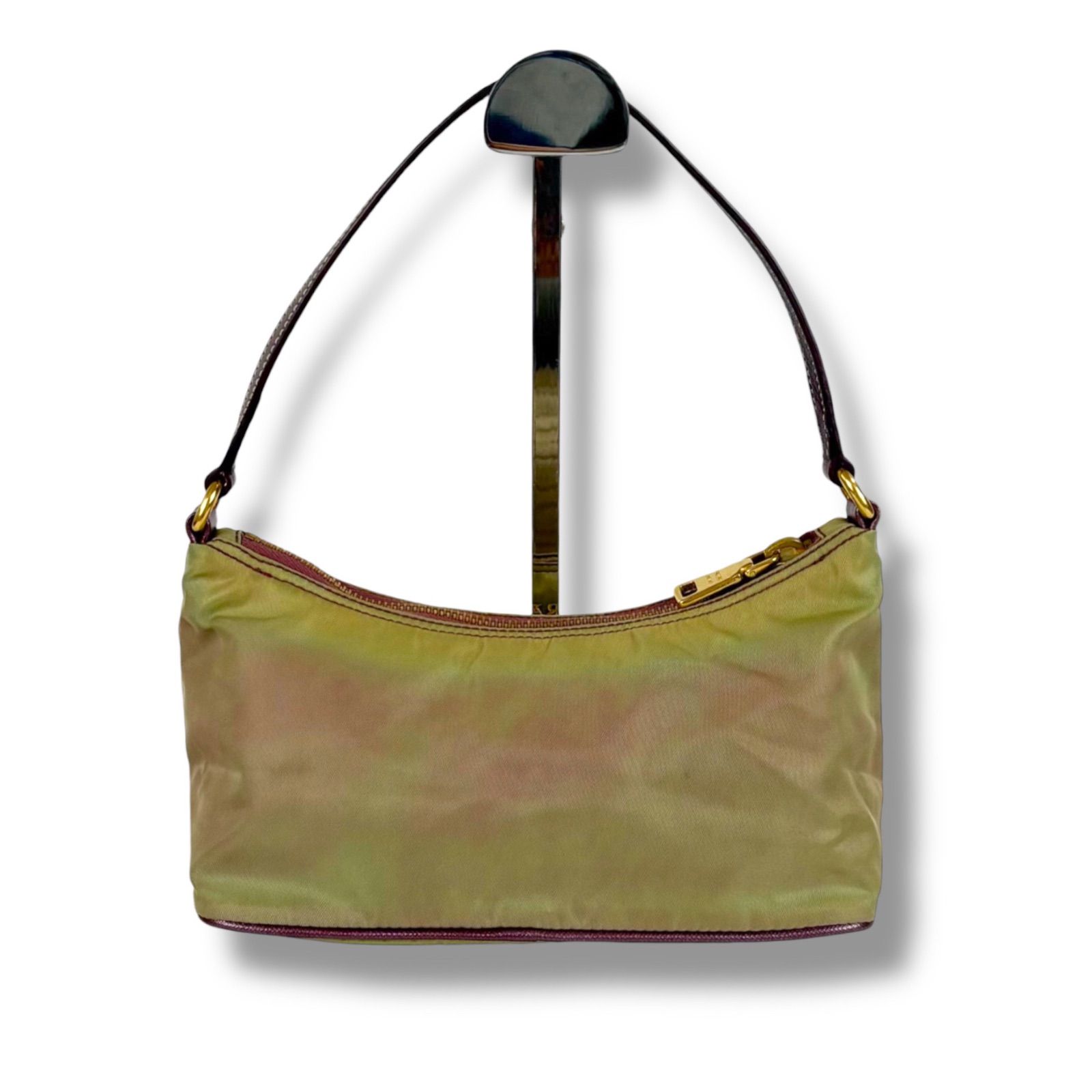 プラダ　アクセサリーポーチ　ミニバッグ　ハンドバッグ　テスートナイロン　カーキ プラダ PRADA アクセサリーポーチ ミニハンドバッグ テスートナイロン