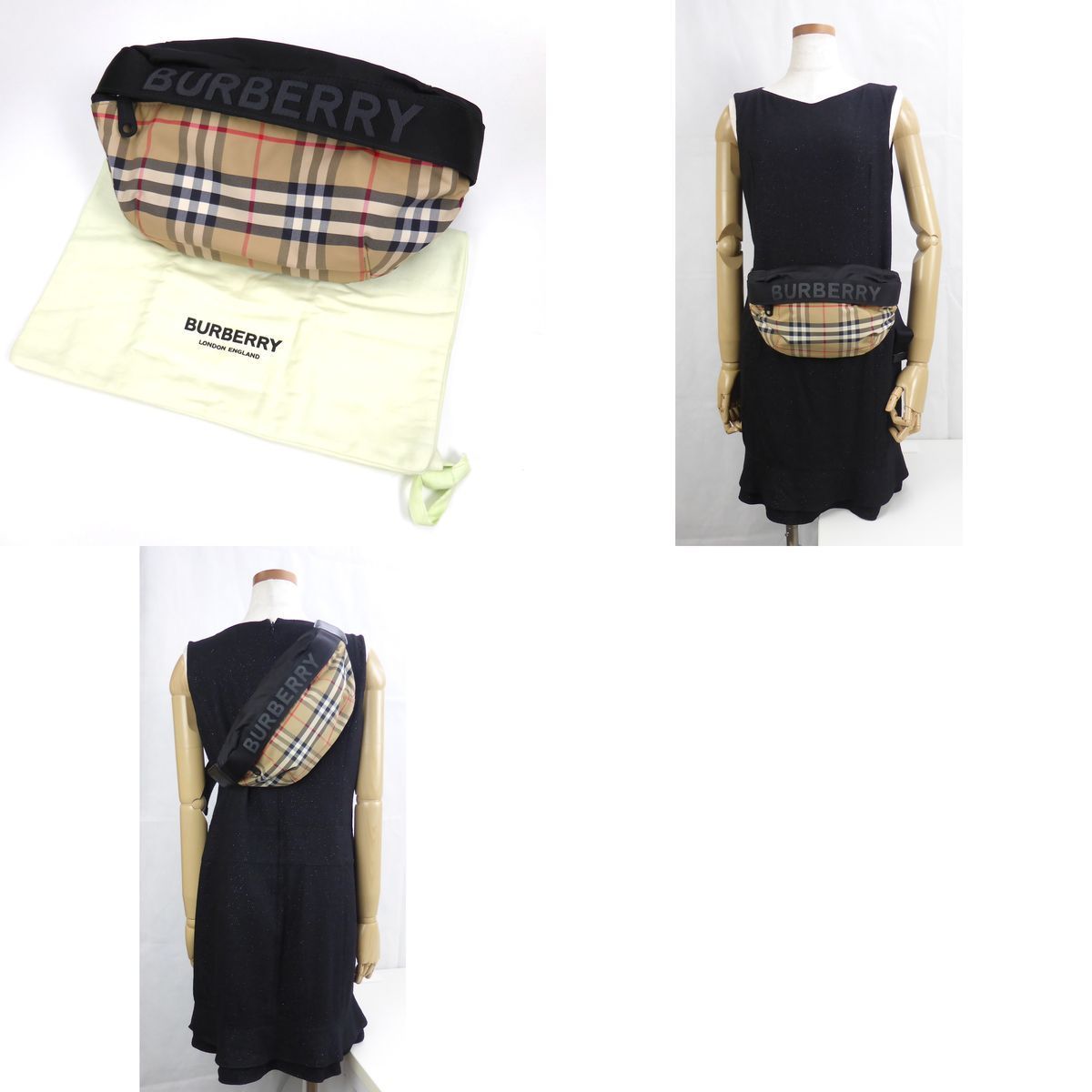 美品 バーバリー ノバチェック ボディバッグ クロスボディ ウエストバッグ 美品】BURBERRY バーバリー ノバ チェック ナイロン ウエストバッグ