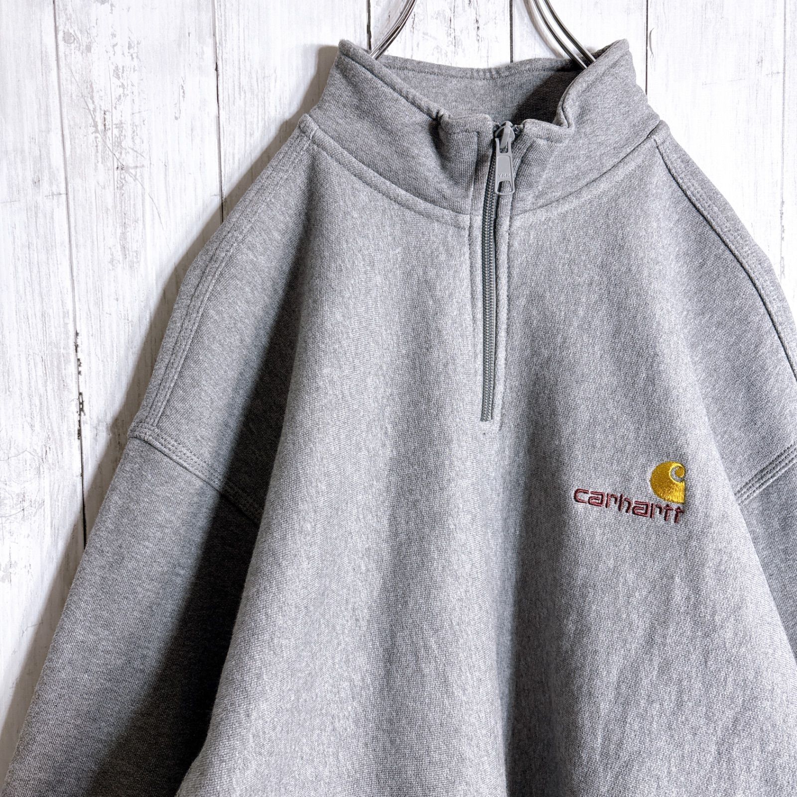 国内正規品】Carhartt WIP 刺繍 グレー ハーフジップ スウェット 