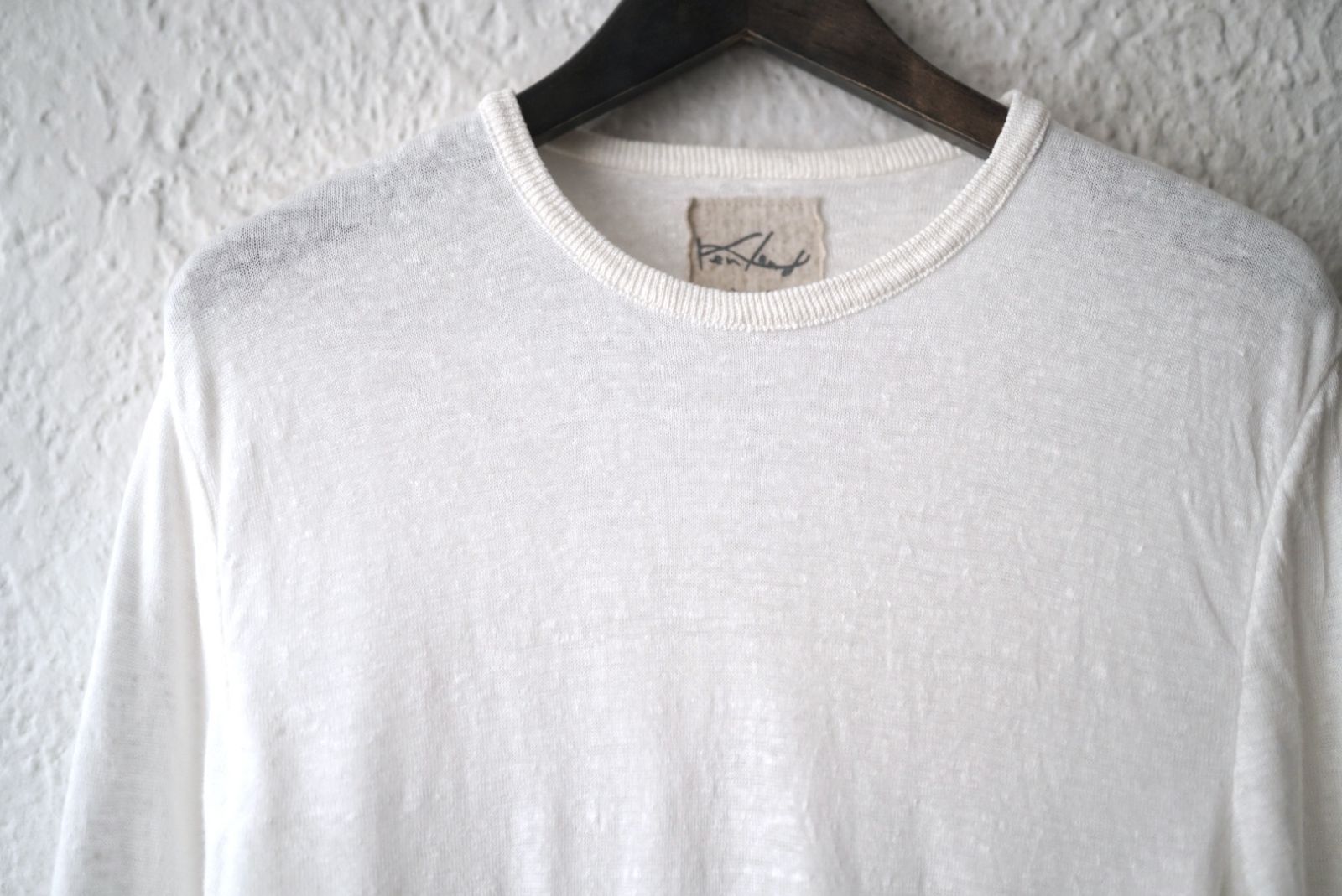 2重クルーネックニットセーター 長袖Tシャツ / Kenland Linen(ケンランドリネン)