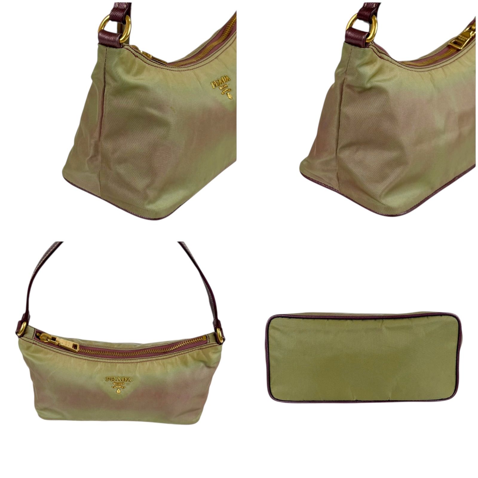 プラダ　アクセサリーポーチ　ミニバッグ　ハンドバッグ　テスートナイロン　カーキ プラダ PRADA アクセサリーポーチ ミニハンドバッグ テスートナイロン