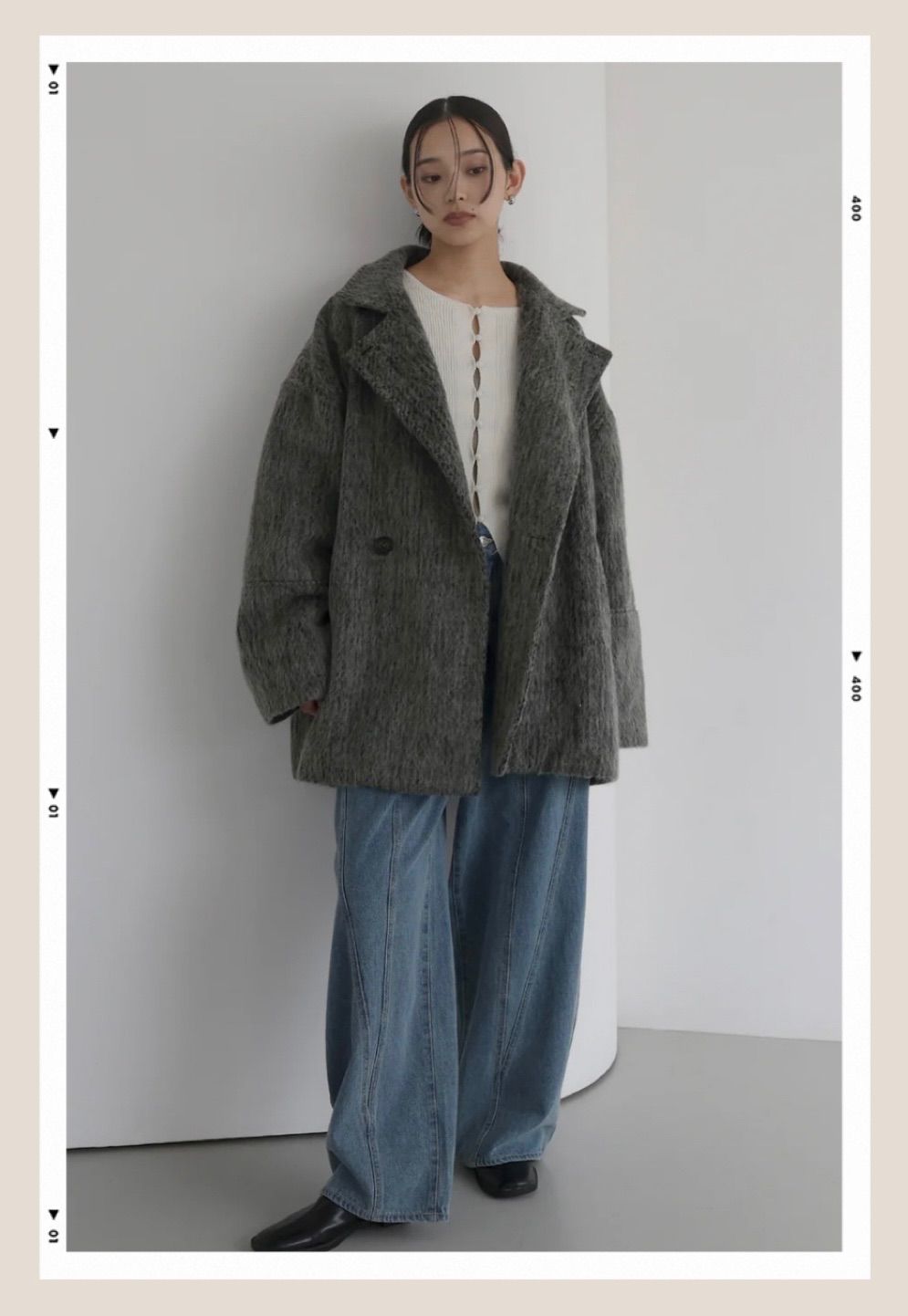 人気 シャギーミドルコート チャコール lumier hellam esica - メルカリ