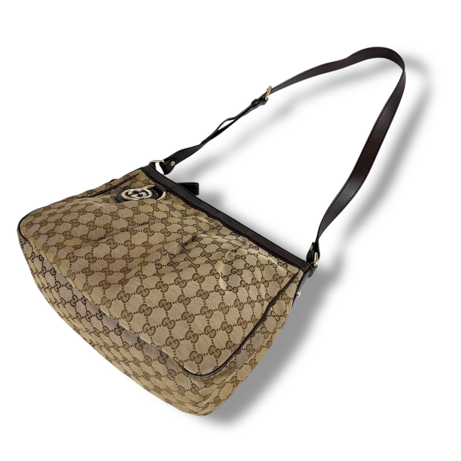 GUCCI グッチ スーキーライン ショルダーバッグ GGキャンバス ブラウン