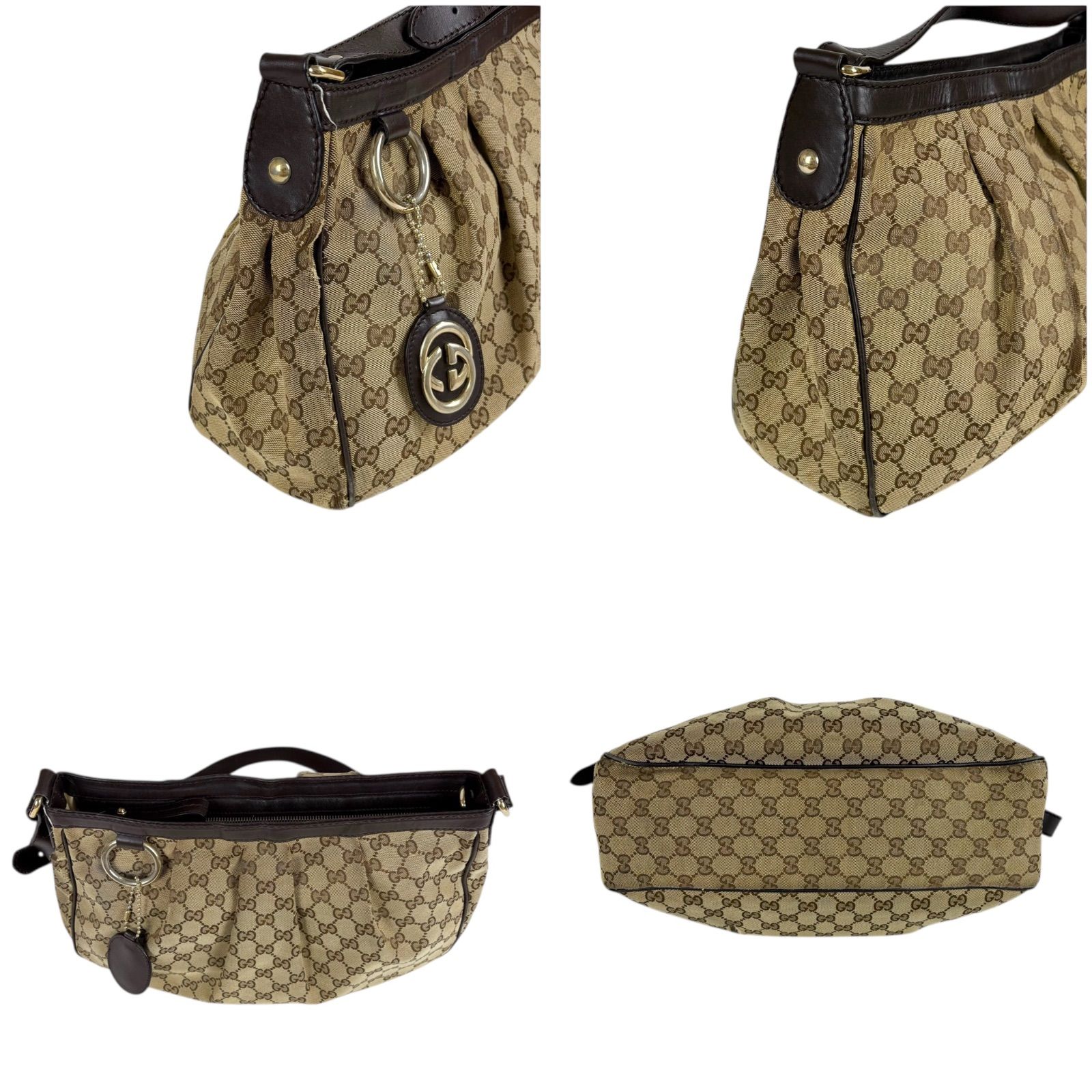 GUCCI グッチ スーキーライン ショルダーバッグ GGキャンバス ブラウン