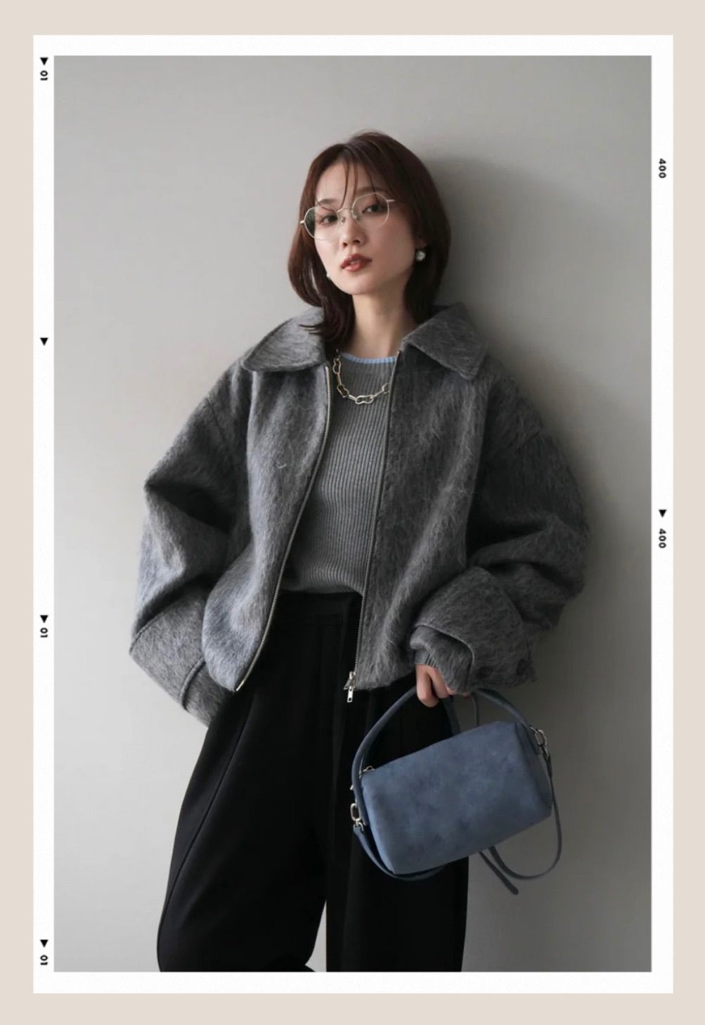 袖ビックループシャギージップブルゾン グレー lumier リュミエ - メルカリ