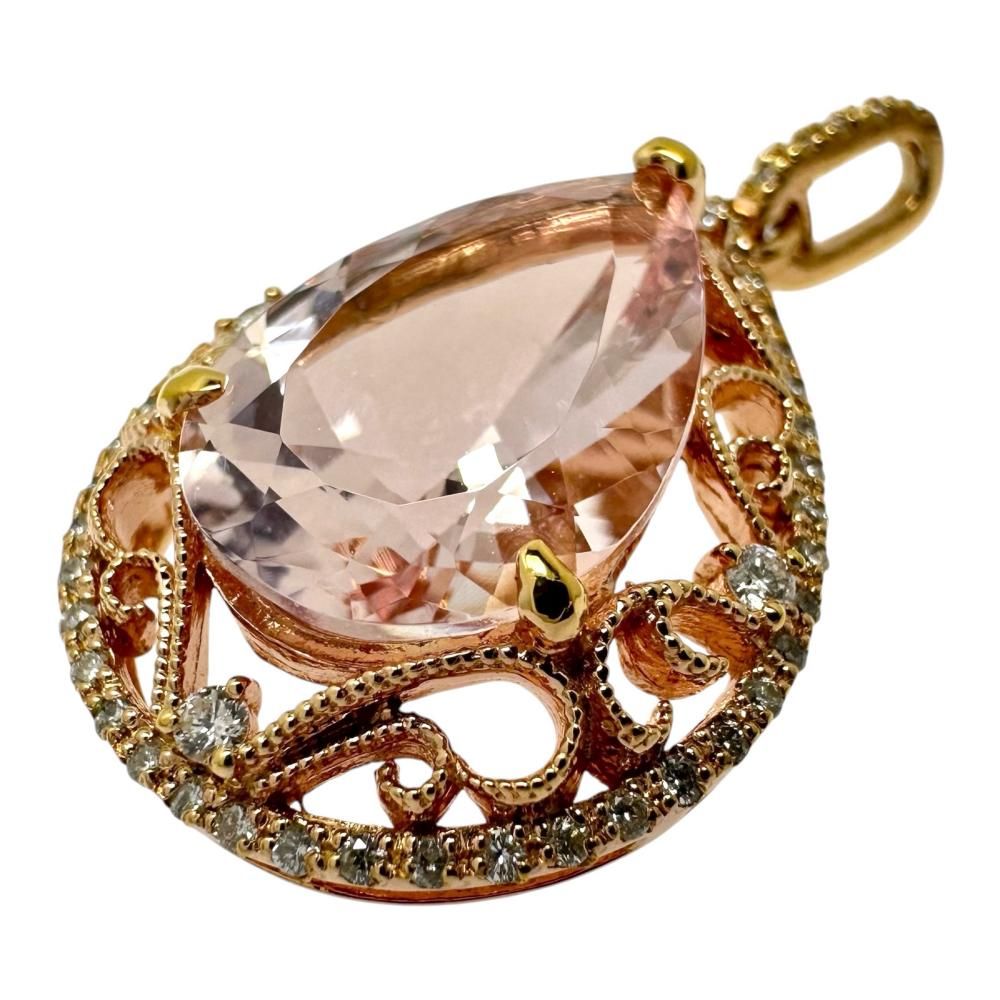 モルガナイト 4.63ct ダイヤモンド 計0.26ct ペンダントトップ K18