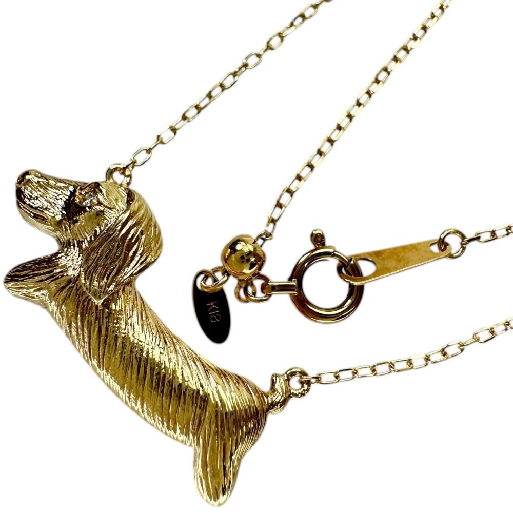 ダックスフンド 犬モチーフ ダイヤモンド 0.01ct ネックレス K18