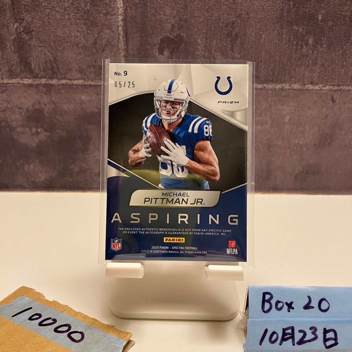 2020 Panini Spectra Michael Pittman Jr 05 25 直筆サインカード Indianapolis Colts Aspiring パッチ RC ルーキー Rookie カード