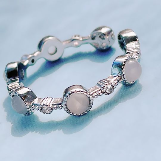 ムーンストーン リング 開け口 シルバー フォークリング サイズフリー