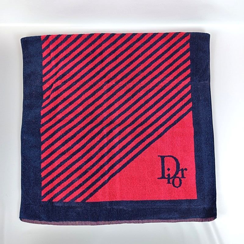 Christian Dior クリスチャンディオール バスタオル レッド×ネイビー