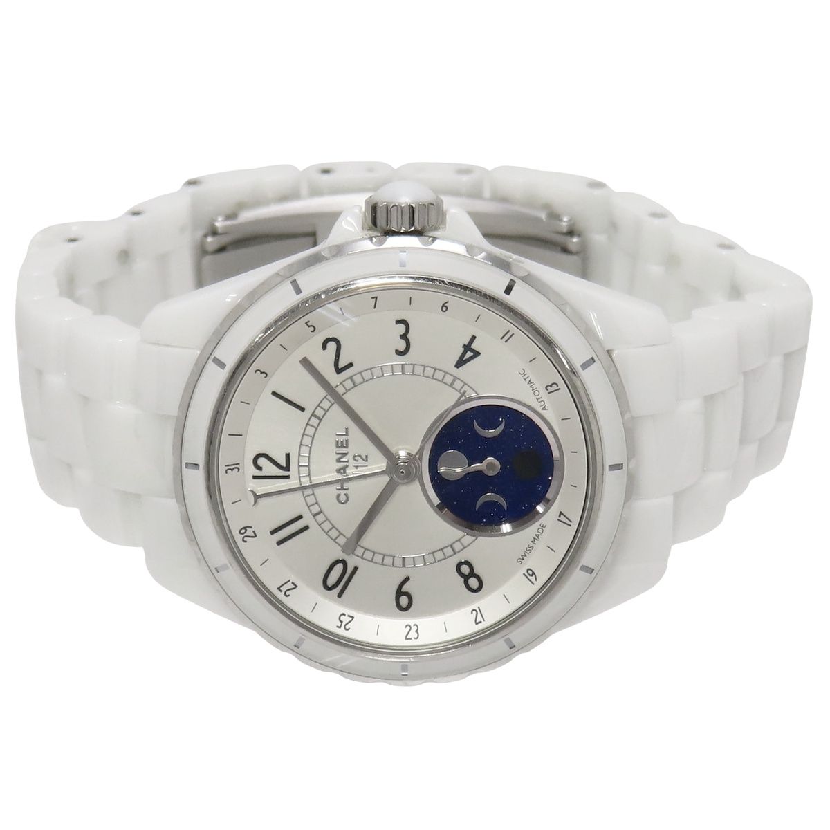  保証書付 シャネル J12 ファーズドゥリュヌ H3404 セラミック 自動巻き 腕時計 2020年11月 シルバー ホワイト メンズ 41100092406 アラモード レイヤード 自動巻き時計 腕時計(アナログ)