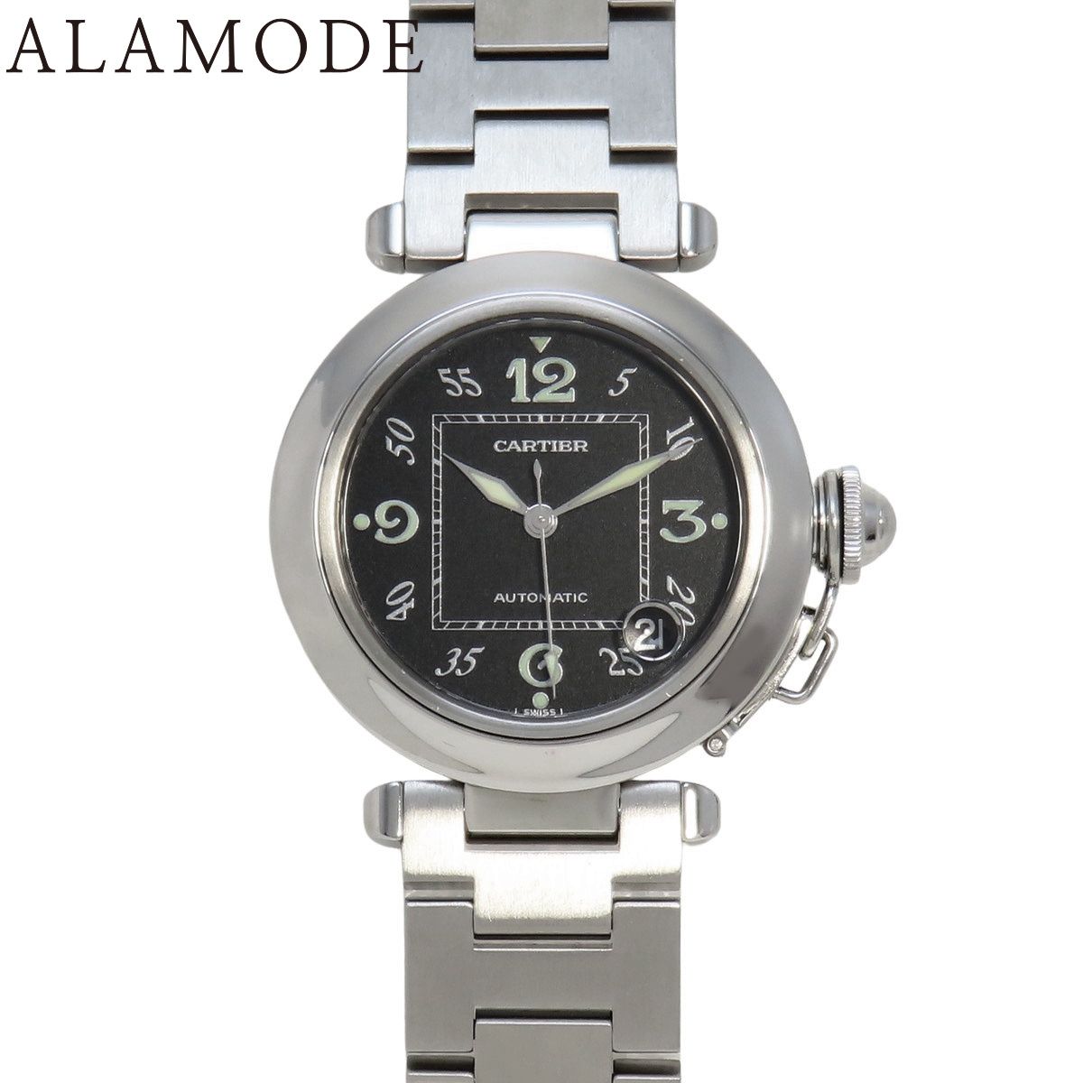 カルティエ パシャC W31043M7 ステンレススチール SS ブラック 自動巻き メンズ 40802158104 アラモード
