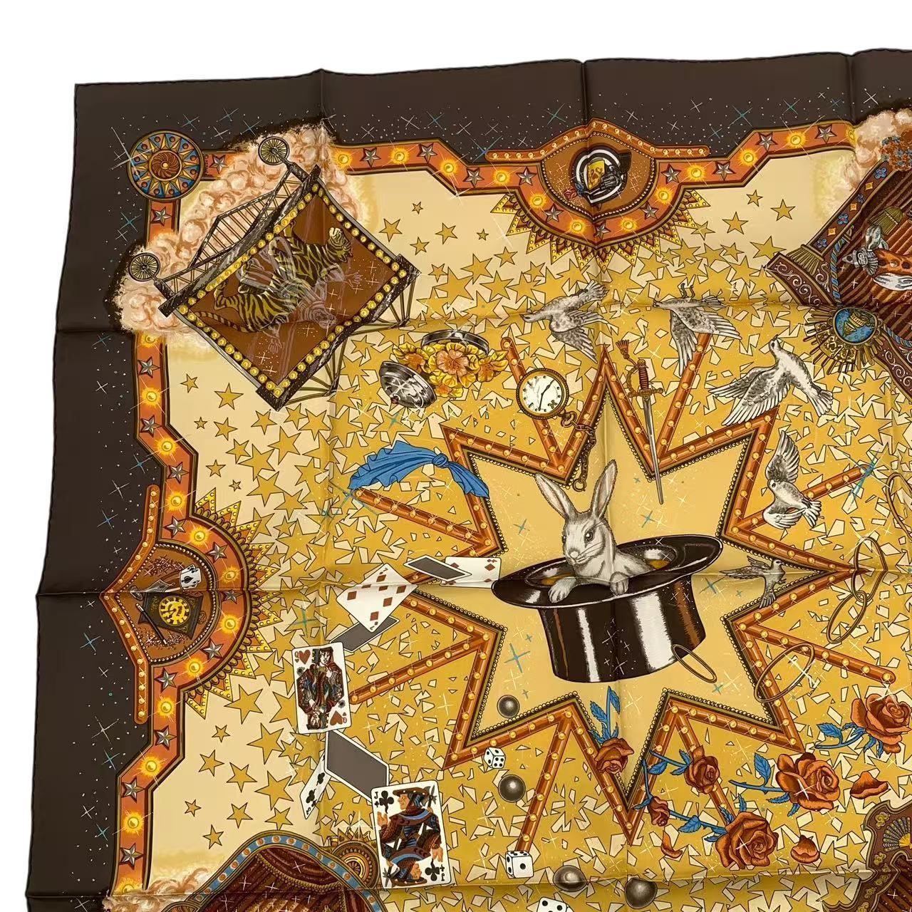 新品同様 HERMES エルメス カレ90 LA MAGIE マジック ウサギ 手品 鳩