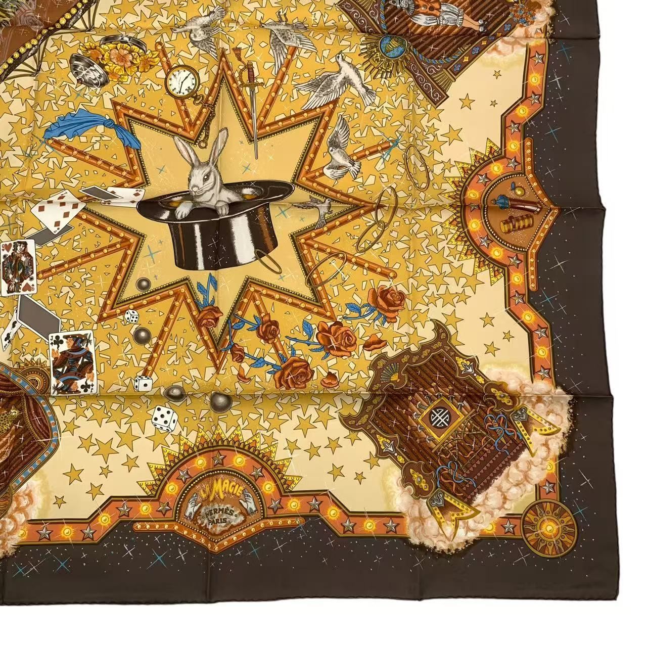 新品同様 HERMES エルメス カレ90 LA MAGIE マジック ウサギ 手品 鳩