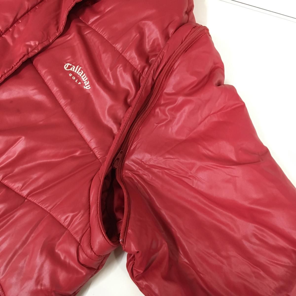 キャロウェイ 4WAY中綿ジャケット レッド 袖着脱可 レディース L