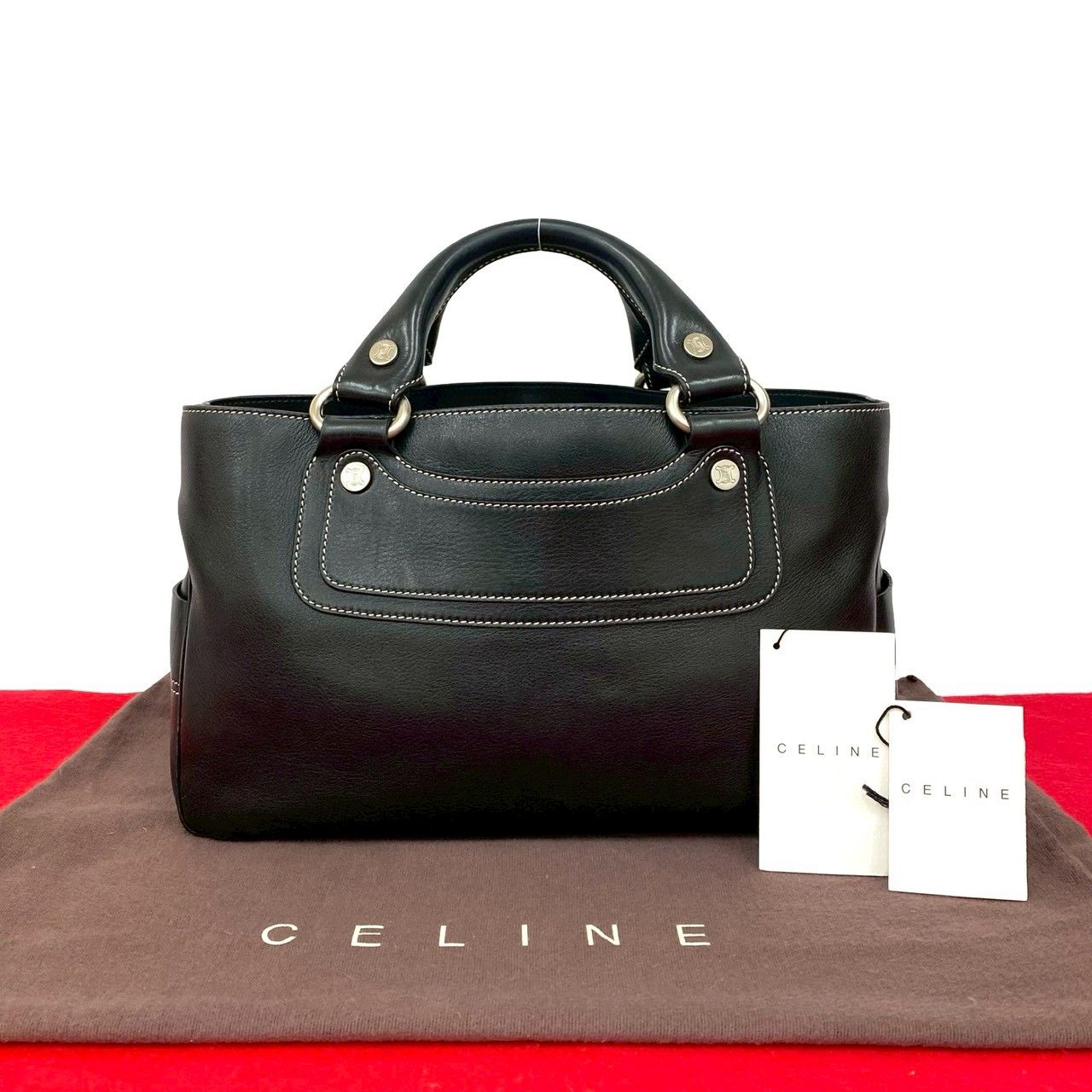 極 美品 保存袋付 CELINE セリーヌ ブギーバッグ トリオンフ ロゴ 金具