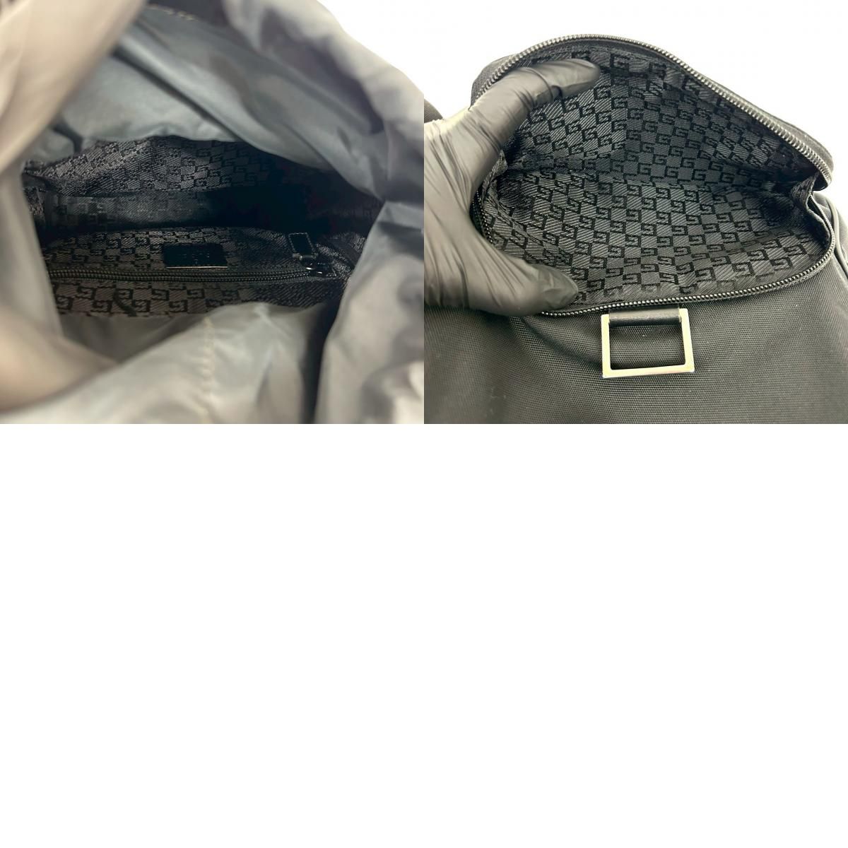 極 美品 GUCCI グッチ ロゴ ナイロン カーフ レザー 本革 ミニ 