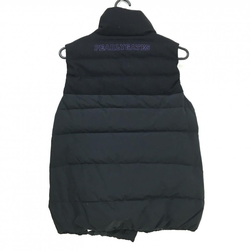 超美品】パーリーゲイツ ダウンベスト ネイビー ボーダー地模様 メンズ