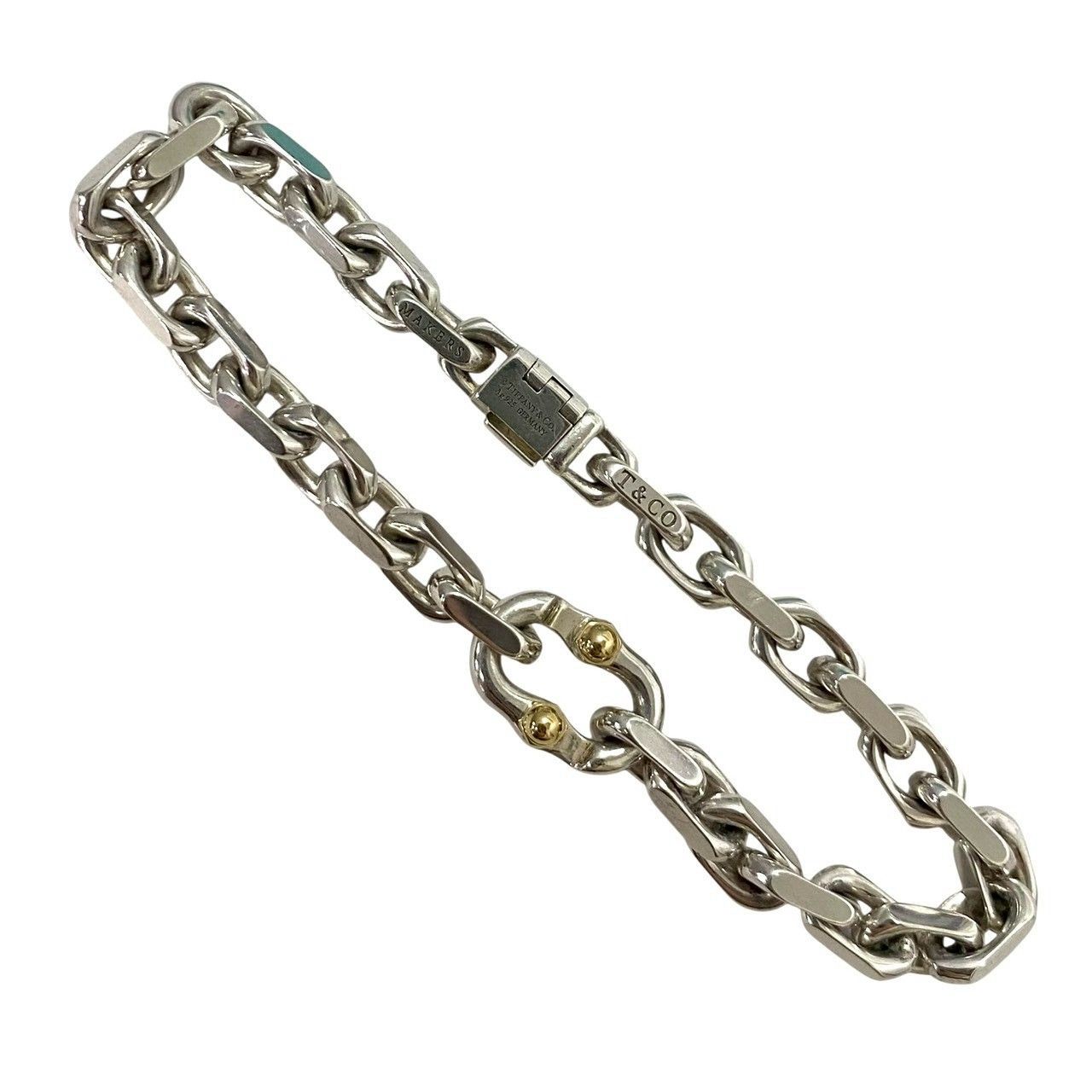TIFFANY&Co.】メイカーズ ワイド チェーン ブレスレット Ag925 Au750