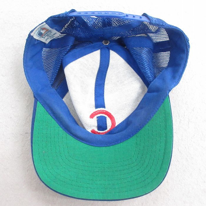 中古 メッシュ キャップ 80年代 80s MLB シカゴカブス 刺繍 青
