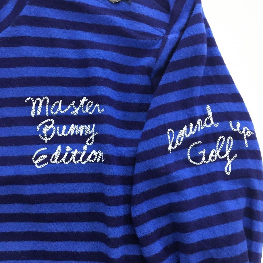 マスターバニー長袖シャツ 美品】マスターバニー 長袖ハイネックシャツ パープル×ブルー ボーダー